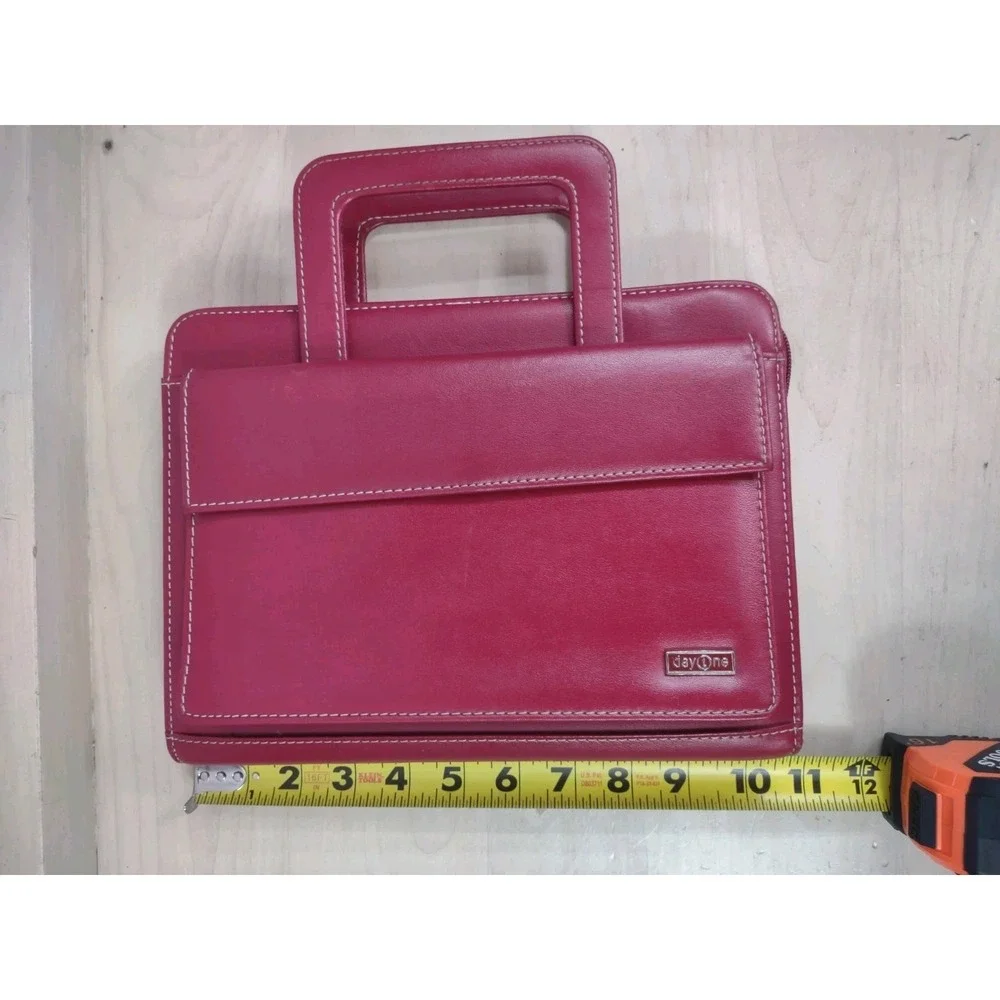 Franklin Covey Day One Planner Binder Red Retractable Handles Faux Leather *SEE